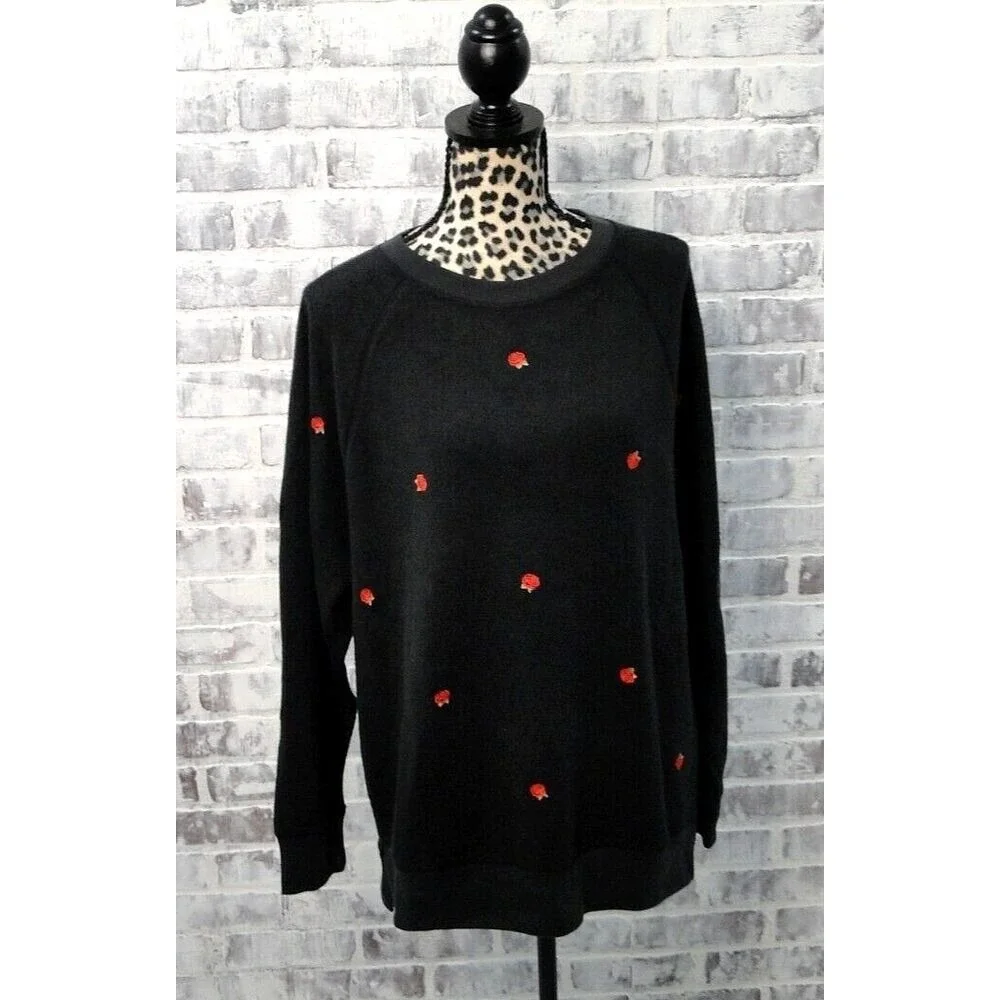 Victorias Secret Pink Sweater Medium Pullover Sweatshirt‎ Embroidered Roses